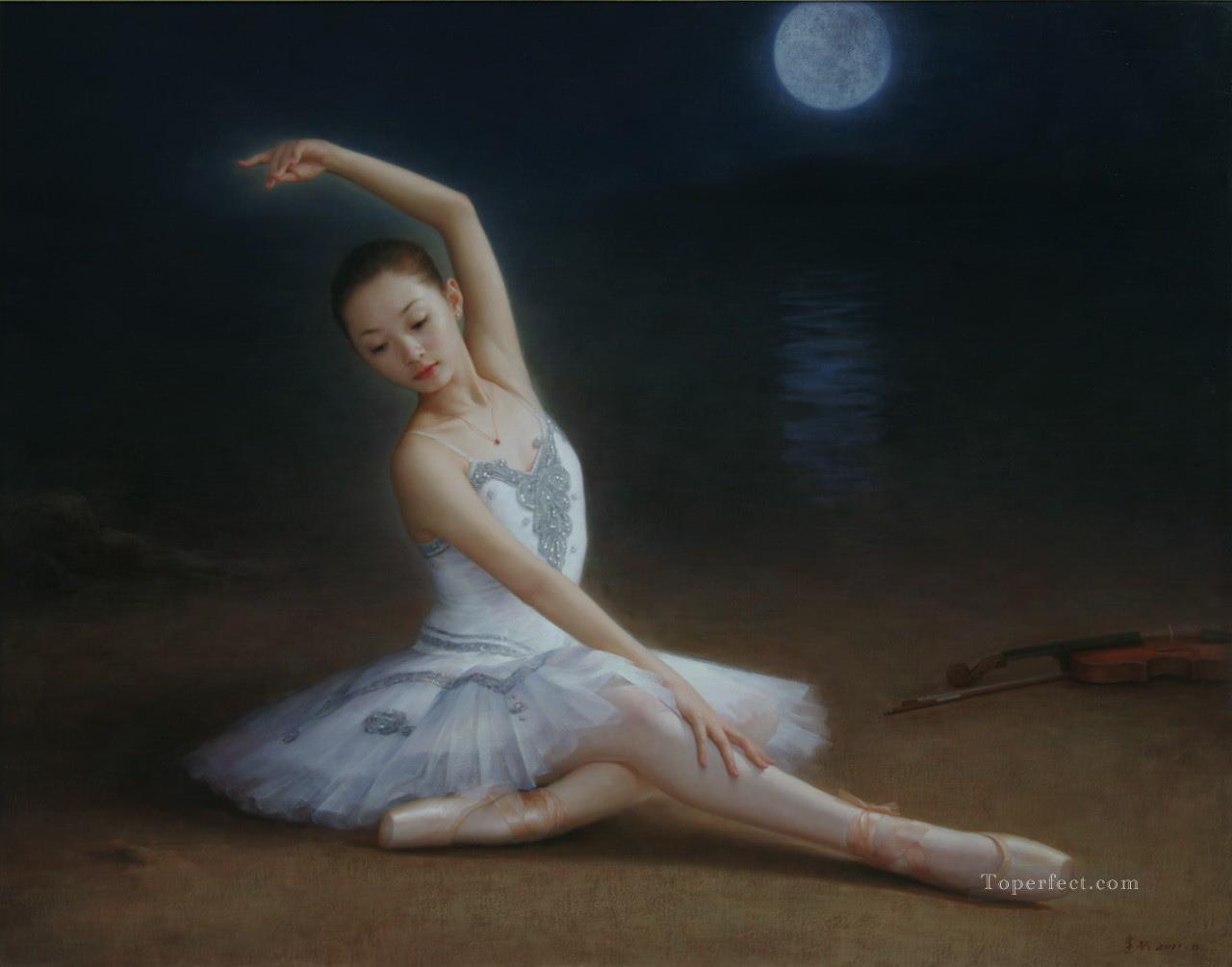 chica china de ballet solitaria Pintura al óleo